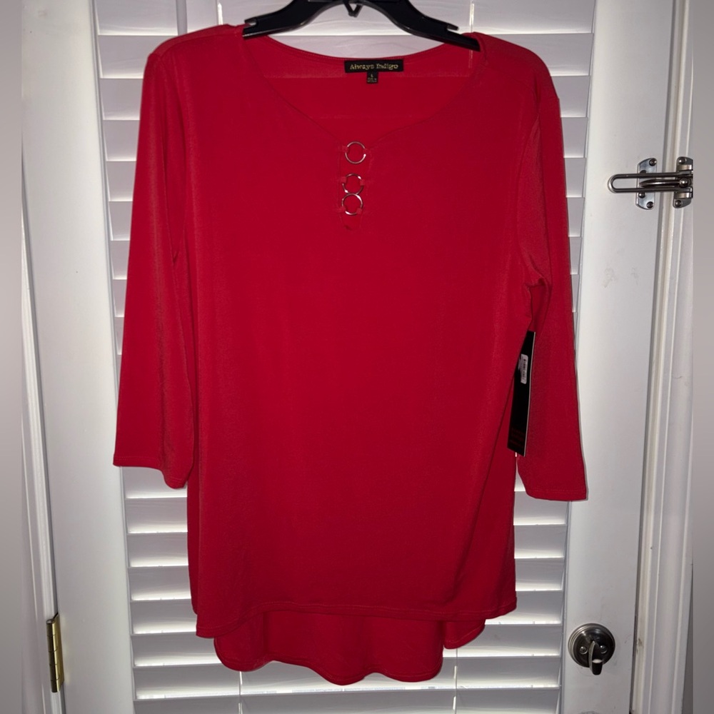 Always Indigo Red Top with Ring Accents